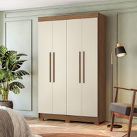 Guarda-Roupa Casal 4 Portas 2 Gavetas 130cm Homero Estilo MM - Jatoba/Areia