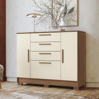 Cômoda 2 Portas e 4 Gavetas 130,20cm Eliot Estilo MM - Jatoba/Areia