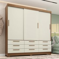 Guarda-Roupa Casal 194,40 Com 3 Portas de Correr 9 Gavetas Dante Estilo MM