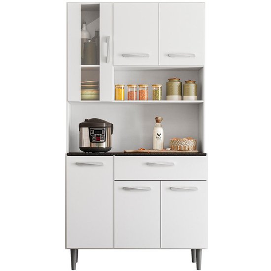 Cozinha Compacta 6P 1G 91 cm Coral Branco PLN