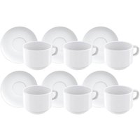 Jogo 6 Xícaras de Chá Paola 240ml Porcelana com Pires Servir Café Tramontina