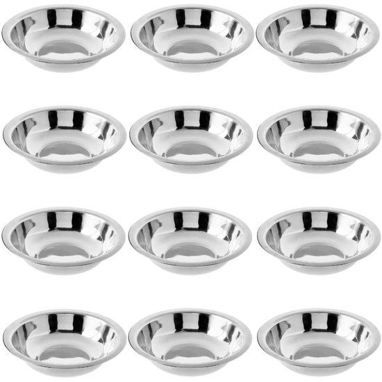 Conjunto 12 Tigelas Redondas 225ml Bowl Inox 14cm Hercules Cozinha Multiuso