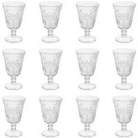 Conjunto 12 Taças de Vidro 240ml para Água Decorada Palmeiras Lyor Servir Suco