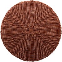 24 Sousplat Jogo Americano Marrom 38cm Plástico Trançado de Mesa Rattan Lyor