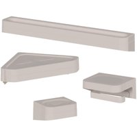 Kit 4 Acessórios para Banheiro Fixação Adesivo Bege Porta Shampoo Toalheiro Papeleira Tampa Eleve