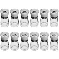 Kit 12 Moedores de Sal e Pimenta 170ml Vidro Manual Triturador Moinho Cerâmica Lyor