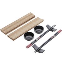 Kit 192 Peças Sushi Suporte Hashi Esteira Molheira Serve 48 Pessoas Cerâmica Bambu Comida Japonesa Yokohama Lyor