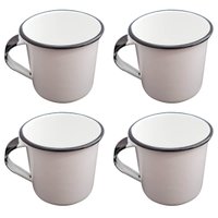 Jogo 4 Canecas Esmaltas Brancas 400ml Xicaras de Café Chá Caneca Agata Metallouça