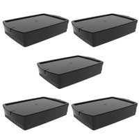 Kit 5 Caixas Cestos Organizadores Pretos 11L com Tampa Crippa Closet Escritório Banheiro