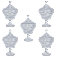 Kit 5 Potiches de Cristal com Pé 11,5x20cm Lyor Renaissance Buffet Evento