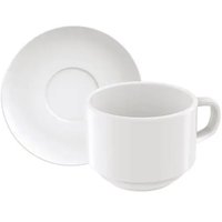 Conjunto 24 Xícaras de Café com Pires em Porcelana 240ml Mesa Posta Café da Manhã