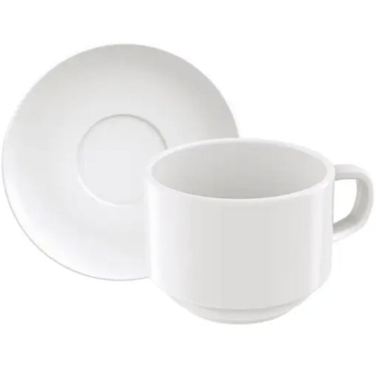 Conjunto 24 Xícaras de Café com Pires em Porcelana 240ml Mesa Posta Café da Manhã