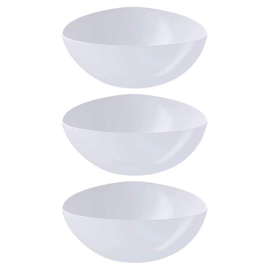 3 Saladeiras Triangulares Tigelas Plástico 2,5L Branco Coza Bacias Saladas Pipoca Sobremesas