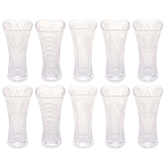 Kit Com 10 Jarros de Flor Vasos de Vidro Pequenos 7,5x17cm Sortidos Tulipa Lyor Decorativo
