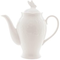 Bule Porcelana Lyor Branco 1Litro New Bone Butterfly Flower Mesa Posta Café Chá