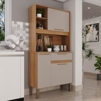 Armário de Cozinha Flora 3 Portas 1 Gaveta Cinamomo/Off White - Pnr Móveis