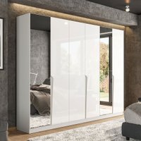 Guarda-Roupa Casal Porto 6 Portas 4 Gavetas com Espelho Branco - Politorno