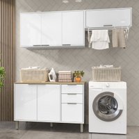 Lavanderia Completa Glória 7 Portas 2 Gavetas Branco Neve - Mx Móveis
