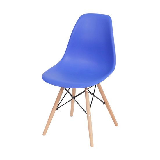 Cadeira em Popipropileno OR-1102B com Base de Madeira OR Design -Azul Escuro