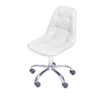 Cadeira OR-1110R Botonês em PU com Base Rodízio OR Design - Branco