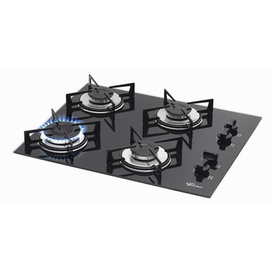 Cooktop Gás 4 bocas Mesa Vidro Fischer - Preto