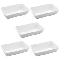 Kit 5 Travessas Assadeiras de Porcelana Branca 1,5L Refratários 30x20cm Buffet Restaurante
