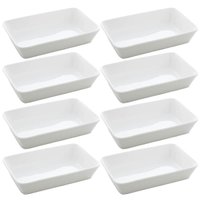 Conjunto 8 Assadeiras de Porcelana Branca Travessas 30x20cm Restaurante Buffet Lyor