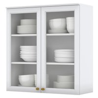 Armario Aereo 2 Portas Vidro MDF 80 cm Americana C366 Branco Henn