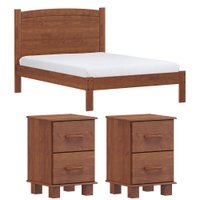 Cama Casal 02 Mesas de Cabeceira Madeira Maciça Imbuia Milani Store