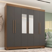 Guarda-Roupa Casal 194,40cm Com 6 Portas 2 Gavetas Com Espelho Horácio Estilo MM