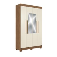 Guarda-Roupa Casal 4 Portas 2 Gavetas Com Espelho Jatobá/Areia 130cm Sarandi Santos Andirá