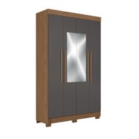 Guarda-Roupa Casal 4 Portas 2 Gavetas Com Espelho Jatobá/Grafite 130cm Sarandi Santos Andirá