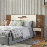 Cabeceira Casal 256cm 2 Gavetas Virgílio Estilo MM - Jatoba/Areia