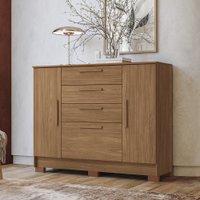 Cômoda 130,20cm Com 2 Portas e 4 Gavetas Eliot Estilo MM - Jatoba