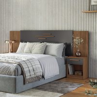 Cabeceira Casal de 256cm Com 2 Gavetas Virgílio Estilo MM - Jatoba/Grafitte