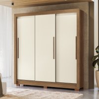 Guarda-Roupa Casal 204cm 3 Portas de Correr Com 9 Gavetas Arnaut Estilo MM