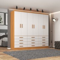 Guarda-Roupa Casal Arkansas 6 Portas 12 Gavetas Cinamomo/Branco - Pnr Móveis