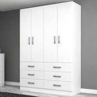 Guarda-Roupa Solteiro áquila 4 Portas 6 Gavetas Branco - Pnr Móveis