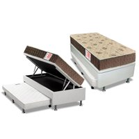 Cama Box Baú c/ Auxiliar Solteiro: Colchão Espuma Orthoflex D33 Comfortpedic Line + Base CRC Courano White (88x188)