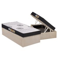 Cama Box Baú Solteiro: Colchão Anatômico Polar D28 Orthoface Class + Base CRC Suede Clean (88x188)