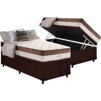 Conjunto Box Baú Solteiro: Colchão Molas D Angelis Anjos Superlastic King Best + Base CRC Courano Brown (88x188)