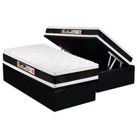 Conjunto Box Baú Solteiro: Colchão Espuma Castor D45 Black e White Air + Base CRC Suede Black (88x188)