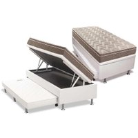 Cama Box Baú c/ Auxiliar Solteiro: Colchão Anatômico Paropas D33 Confort Ultra Firme + Base CRC Courano White (88x188)