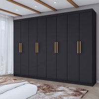 Guarda-Roupa Casal Aurora 8 Portas 4 Gavetas Nero - Panorama Móveis