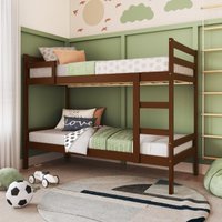 Beliche de Madeira Maciça para Colchão 88x188cm Multimóveis CR35272 Walnut