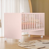 Berço Beaty com Rodízio Rosa Acetinado - Pnr Móveis