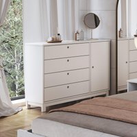Cômoda de Madeira Maciça com 1 Porta e 4 Gavetas 110cm Multimóveis CR35279 Branco