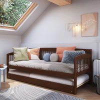 Sofá-Cama com Cama Auxiliar de Madeira Maciça para Colchão 78x188cm Multimóveis CR35275 Walnut