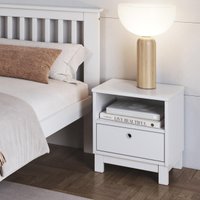 Mesa de Cabeceira de Madeira Maciça com 1 Gaveta 40cm Multimóveis CR35278 Branco