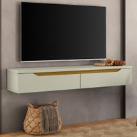 Rack para TV Até 50 Polegadas Suspenso Uno 2 Portas Off White/Cedro/Freijó - Olivar Móveis